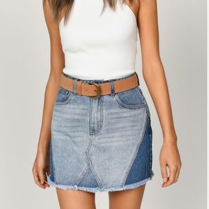 Tobi High Rise Jean Patchwork Skirt